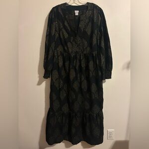 Chico's Black and Gold Long Sleeve Dress